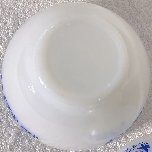 Vintage Termo-Rey Milk Glass Cereal Bowls W Blue Floral Pattern x2 - Picture 11 of 13